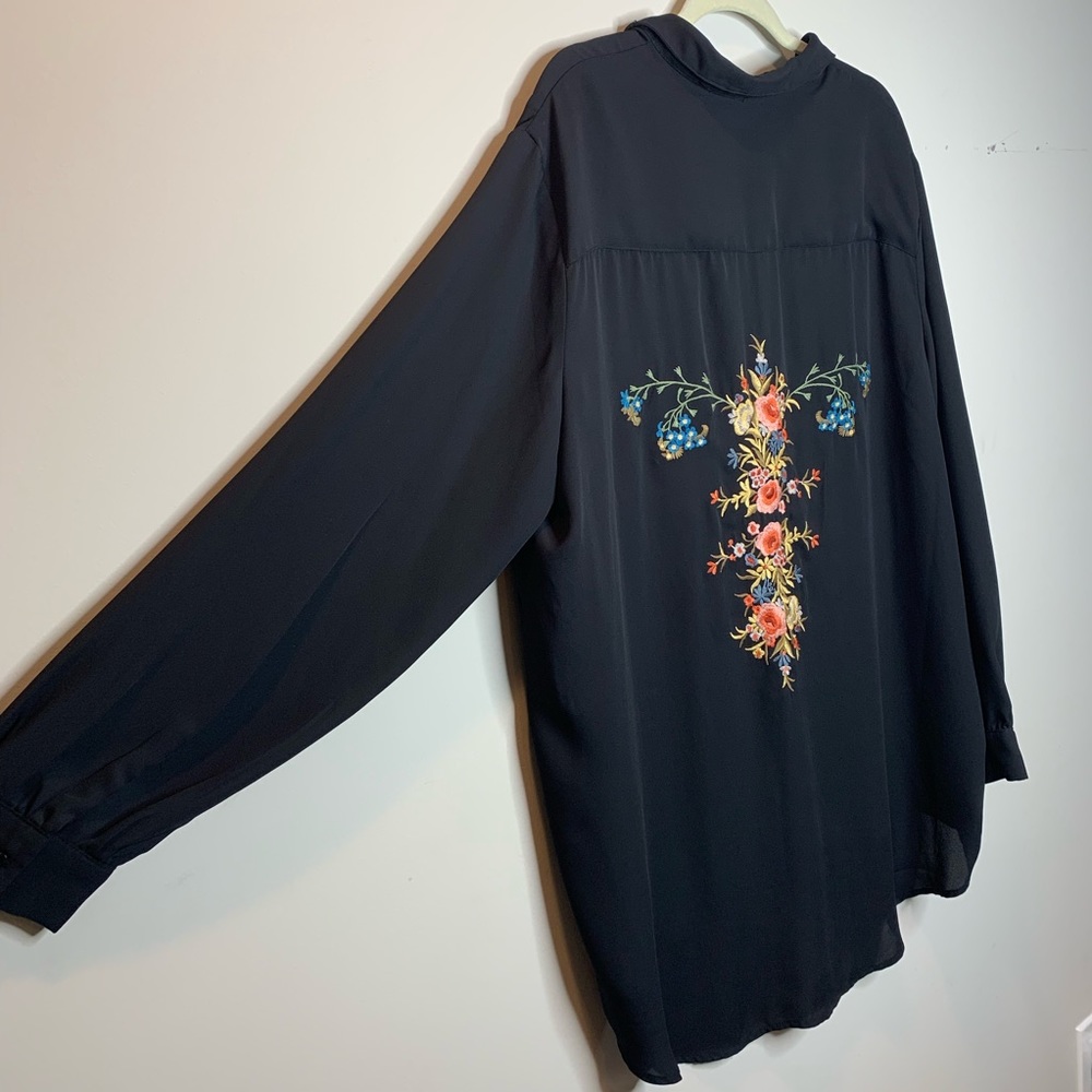 Long black chiffon top